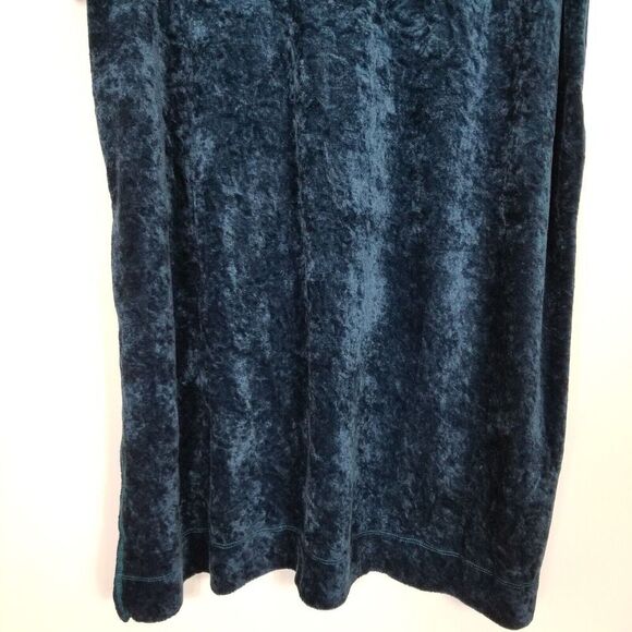 Free People We The Free Women Luxe Tee Blue Crushed Velvet Sz  L Slit Side - Picture 6 of 7